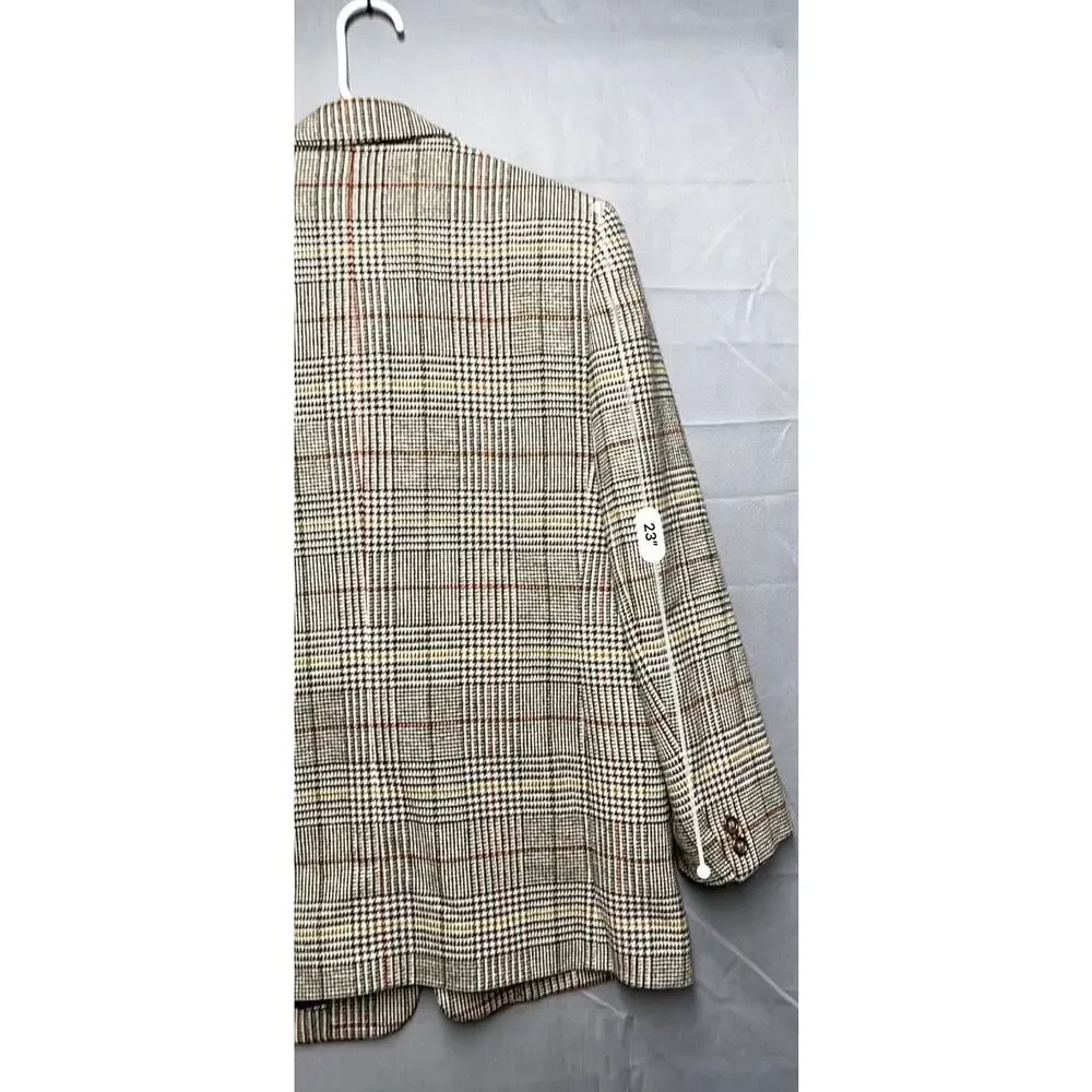 Charter Club 100 Wool Brown Plaid Blazer Prince of Wales Sz 10 Preppy‎ Academia